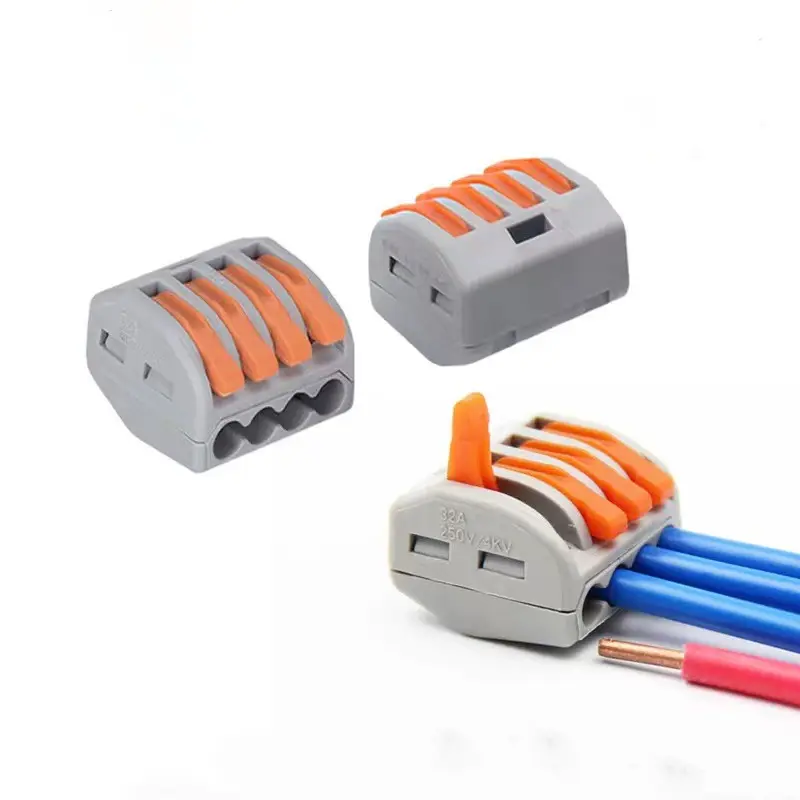 214 Compact Lever Nut Wire Conductor Fast pushin Wire Connector 1 In 3 Out Quick Wire Connectors Electrical Connector