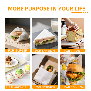 Tùy chỉnh unprinted 30 gam không thấm mỡ Giấy nướng ly pfas-miễn phí chịu nhiệt cho bánh mì kẹp thịt bánh mì cho thực phẩm cá nhân nướng - Product Image 2