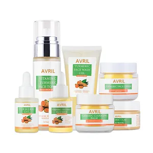Set di cura della pelle organico 7 pezzi Set di vitamina C sbiancante Set di viso di curcuma Anti Acne radice di zenzero