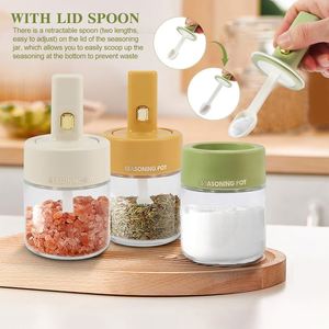 Kitchen Food Condiment Storage Glass Seasoning Box 9.3oz <b>Spice</b> <b>Jars</b> With Spoons and Lid - Product Image 4