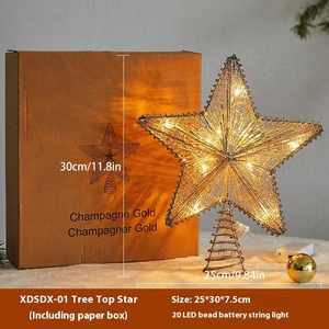 Usine <span class=keywords><strong>De</strong></span> Noël LED Or Fer Arbre Topper Étoile Écologique Lumineux 2AA Batterie Arbre <span class=keywords><strong>De</strong></span> Noël Décoration Ornement <span class=keywords><strong>De</strong></span> Noël - Product Image 5