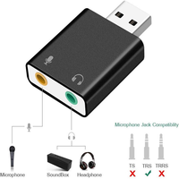 Tarjeta de sonido 3D Interfaz de controlador USB Tarjeta de sonido de audio externa Virtual 7,1 canales 3,5mm Caja de color USB 2,0 Pequeño portátil Stock