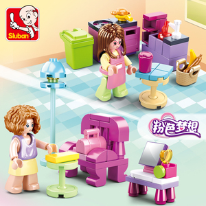 Sluban <span class=keywords><strong>Building</strong></span> <span class=keywords><strong>Block</strong></span> Toys 195PCS <span class=keywords><strong>Mini</strong></span> Handcraft PCS <span class=keywords><strong>Mini</strong></span> House 4 en 1 <span class=keywords><strong>Mini</strong></span> Kit de construcción de dormitorio para niños - Product Image 2