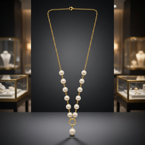 Collier pendentif lariat classique en imitation perle plaqué rhodium pour femmes, bijoux de mode pour mariage, vente en gros - Product Image 6