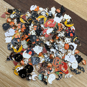 Pendentifs en alliage de zinc sur le thème d'Halloween, breloques fantômes et citrouilles de dessin animé pour accessoires de bijoux DIY, décoration de fête, unisexe - Product Image 3