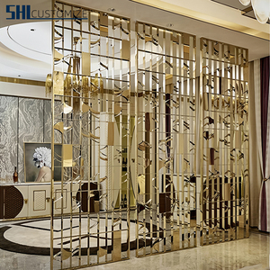 Moderne Hotels Villa Lobby Interieur Metalldekoration antike Kupfer-Edelstahl-Bildschirmplatten Lasergeschnittene Wandplatte Silber - Product Image 1