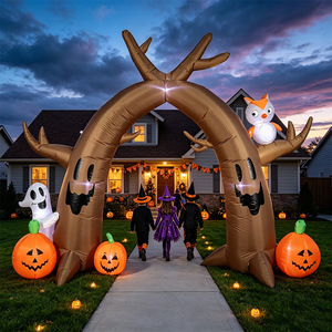 Arco Inflable de 2.4m para Halloween con Diseño de Árbol Seco, Búho Fantasma y Calabaza, Modelo Inflable para Exteriores con Luces LED, Decoración para Patio - Product Image 1
