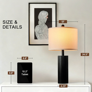 Modern Table Lamp Metal Body Off White Shade Touch Control Cordless LED <b>Decorative</b> <b>Light</b> Bedroom Desk Use - Product Image 4