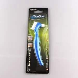 hot sell double sided toothbrush for false teeth cleaning denture brush