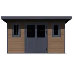 D2843 4M*3M Structure Made By Steel Rock Waterproof Metal Painting WPC Wall Frame Building Garden Sheds Storage Shed