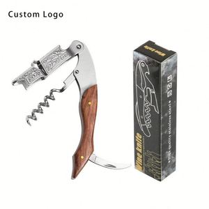 Exquisite Personalized Wine Opener Kit with Wooden Handle, Appropriate for Various Events - Product Image 1