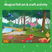 Kit d'activités artistiques en feuille d'aluminium sur le thème des animaux pour enfants, Ensemble d'activités de peinture par transfert magique, Projet artistique DIY sans désordre sur le thème des animaux de la jungle