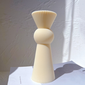 <span class=keywords><strong>Stampo</strong></span> Cilindrico in Silicone per Cera di Soia a Strisce Astratte Geometriche Decorative, <span class=keywords><strong>Stampo</strong></span> per Candela a Colonna Romana a Coste - Product Image 4