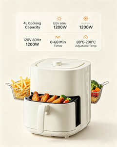 หม้อ<span class=keywords><strong>ทอด</strong></span>ไร้น้ำมัน Anbolife 4 ลิตร 1200 วัตต์ ระบบหมุนเวียนลมร้อน 360 องศา ปรับอุณหภูมิได้ 80-200 องศาเซลเซียส ตั้งเวลาได้ 0-60 นาที ปราศจากสาร PFAS รับผลิตแบบ OEM - Product Image 4