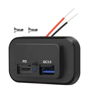 DC 12V-24V PD Tipo C QC3.0 Dual Quick Charge Power Adapter USB Carregador de carro soquete para Auto Truck Boat RV Bus Dustproof