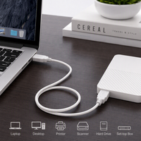 Câble USB 2.0 mâle-mâle blanc OEM personnalisé Cantell pour disque dur externe, câble d'extension blindé tressé de 2 m pour ordinateur