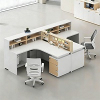 Bureau de travail moderne de 59 à 118 pouces de large avec gestion des câbles, prises de courant intégrées, tiroirs verrouillables et éclairage d'appoint LED