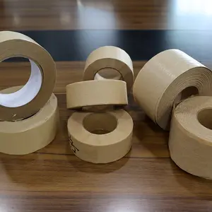 Custom Writable Adhesive Tape Fiber Reinforced Kraft Paper Packing Gummed Tape For Dispenser