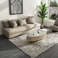 Table basse convertible moderne avec structure en bois massif et plateau en pierre, couleur et logo personnalisables, meubles de salon