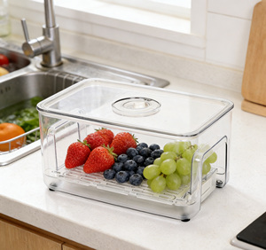 Ensemble de 3 boîtes de conservation alimentaire avec couvercles et poche à glace, boîte de rangement portable en plastique hermétique pour légumes et fruits, avec système de drainage pour réfrigérateur - Product Image 1