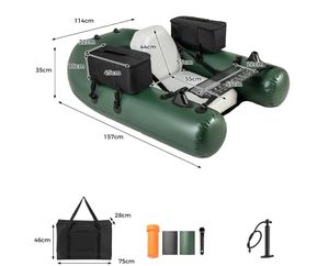 Bote Inflable de 157 cm, Flotador de PVC con Remos, Bomba y Regla para Pescar - Product Image 6