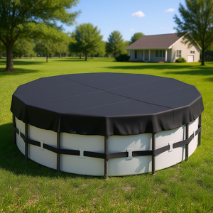 Couverture de piscine noire de 15 pieds, tissu Oxford 420D, imperméable, pour piscines au sol, enrouleurs de couverture de sécurité - Product Image 2