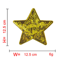 Vente en gros de patchs en sequins scintillants à repasser pour vêtements, étoiles, 6 cm, 12,5 cm, pour sacs, chapeaux, bricolage, enfants