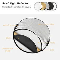 Vente en gros Nouveau design de poignée 5 en 1 60cm 80cm 110cm Réflecteur rond pliable pour la photographie Éclairage de studio photo