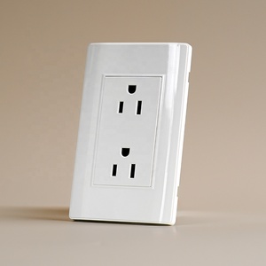 Prise murale américaine double 3 pôles standard <span class=keywords><strong>sud</strong></span>-américain Pop Design, 15A 250V, couleur blanche, cadre en plastique PC - Product Image 1