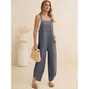 Anrabess Combinaison Capri décontractée d'été pour femme, bretelles réglables, coupe ample, taille haute, respirante, pour un usage quotidien - Product Image 3