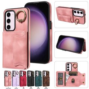 Funda Retro con Ranuras para Tarjetas y Anillo de Soporte para Samsung Galaxy S24 Plus Ultra A05 A05S A15 A25 A35 A55 5G, Cubierta Trasera de Cuero - Product Image 4