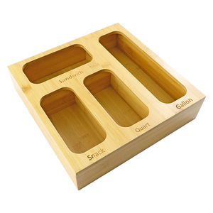 wooden storage box food bamboo storage bag holder ziplock bag storage organizer bamboo kitchen drawer organizer