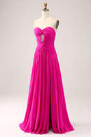 Robe de soirée sans manches en mousseline de soie plissée une ligne aux poignets robe de soirée pour demoiselle d'honneur mère de la mariée Rose