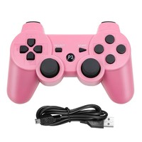 Manette de jeu sans fil à double vibration pour PS3, manette de jeu BT, joystick, manette de jeu avec câble USB