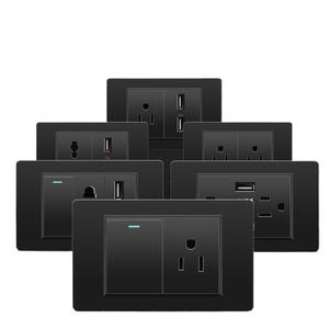 Đông Nam Á Thái Lan phong cách tường chuyển đổi ổ cắm Đen PC chống cháy bảng điều khiển với 20W 10A 250V dân cư - Product Image 1