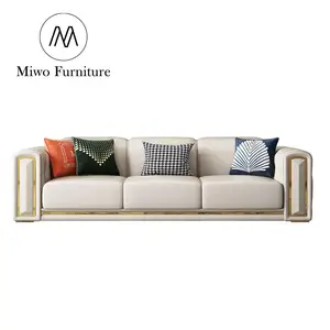 Genuine Leather Sofa Set Stainless Steel Leg Material Can Be Customized Furniture Couches Luxury