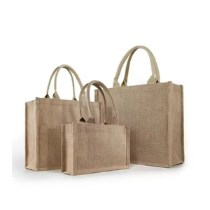 Sac fourre-tout en jute tissé moyen, réutilisable, en fibres naturelles, pour courses, supermarché, commerce de détail, emballage alimentaire - Product Image 3
