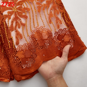 2725 Burnt <strong>Orange</strong> Nigerian Quality <strong>Lace</strong> High Quality African <strong>Lace</strong> <strong>Fabric</strong> Wholesale Price Velvet African <strong>Lace</strong> <strong>Fabrics</strong> - Product Image 2