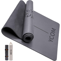 Tapis de yoga antidérapant en PU et caoutchouc naturel, 5 mm d'épaisseur, avec ligne d'alignement, écologique, pour la maison, la gym, le Pilates et le Hot Yoga