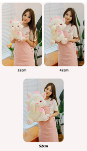 Peluche Gatto Bianco con Papillon Rosa, Cartone Animato <span class=keywords><strong>Anime</strong></span>, con Occhi Coperti, Gatto Mary Marie, Bambola di Peluche, Morbido Cuscino Decorativo Natalizio, Regalo - Product Image 5
