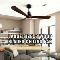 Ventilateur de plafond LED de luxe en bois massif de 60 pouces avec moteur DC et flux d'air puissant pour la décoration intérieure