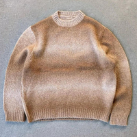 Pull en mohair pour homme avec logo personnalisé, col rond, tricot rayé, pull décontracté à manches longues, pull en mohair tricoté pour l'hiver