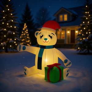 Navidad oso de peluche inflable LED 94,5 decoraciones de patio de vacaciones al aire libre - Product Image 2