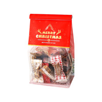 Bolsas de Papel con Ventana y Cierre de Lengüeta, Resistentes a la Grasa, Aptas para Alimentos, para Pan Tostado, Chocolate, Nueces, a Prueba de Humedad, con Logotipo Personalizado Impreso para Navidad