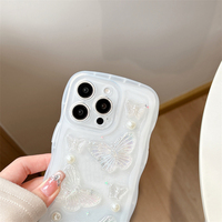 Coque de téléphone 3D Laser Butterfly Wavy Glitter pour iPhone 16E 16 15 14 13 12 11 Pro Max 7 8 Plus XR XS SE4 Epoxy Antichoc Cover
