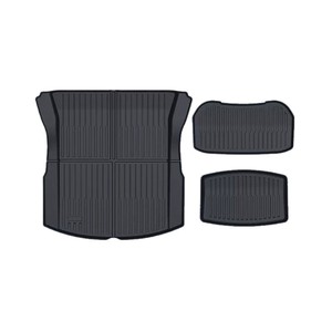 <b>Tpe</b> Full Coverage Waterproof Trunk Mats 3Pcs For Tesla Model 3 Front And Rear Cargo Liners Striped Black - Product Image 1