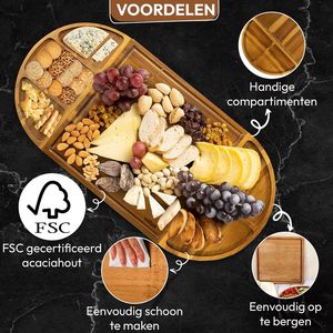 Tabla de <span class=keywords><strong>Tapas</strong></span> de Acacia, Tabla de Servir Magnética, Tabla Modular para Quesos y Aperitivos, Tabla Expandible para Bebidas para Entretener - Product Image 5