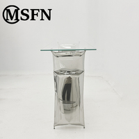 Table console MSFN originale en acier inoxydable avec plateau en verre trempé, style artistique-sculptural, moderne, de luxe, pour salon, table d'appoint, hôtel