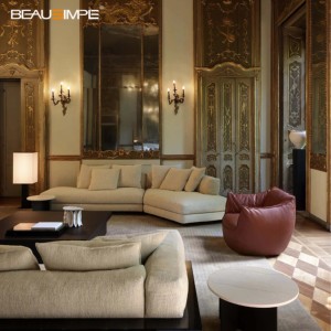 Nuevo Sofá <span class=keywords><strong>Savoy</strong></span>, Sofá Seccional Curvo Modular Versátil con Reposabrazos de Madera Negra, Sofá de Lujo Ligero para Decoración del Hogar - Product Image 2