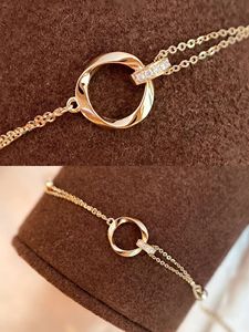 Xinfly 18K Solid Gold Hot Sale Diamond Pendant Necklace/<b>Bracelet</b> Classic Double Chain Necklace/<b>Bracelet</b> Luxury Jewelry Set - Product Image 4